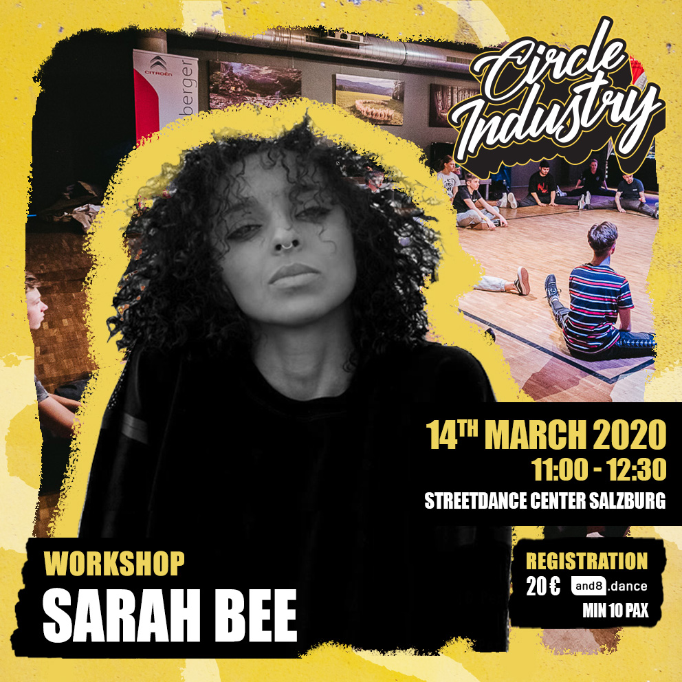 Sarah Bee's Circle Industry Workshop is on March 14 11:00 in Streetdance Center